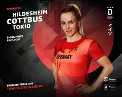 Archivbild: Emma Hinze auf dem Weg zu den Olympischen Spielen in Tokio 